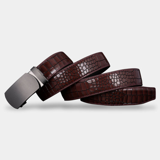 TORTOISE CRACK VEGETABLE TANNED 100% LEATHER BELT WITH CHROME PLATED BUCKLE - LY36-22060