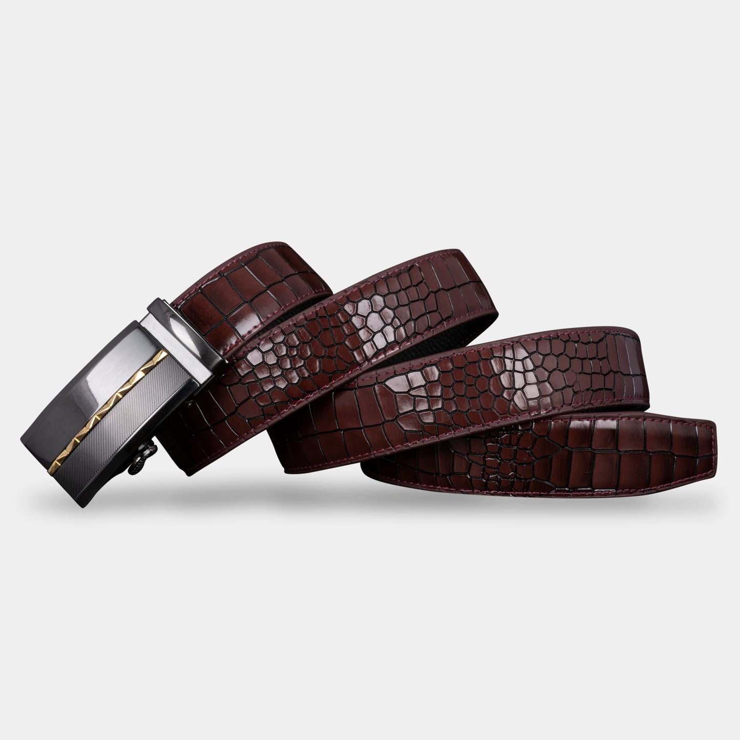 TORTOISE CRACK VEGETABLE TANNED 100% LEATHER BELT WITH CHROME PLATED BUCKLE - LY25-0422_GOL