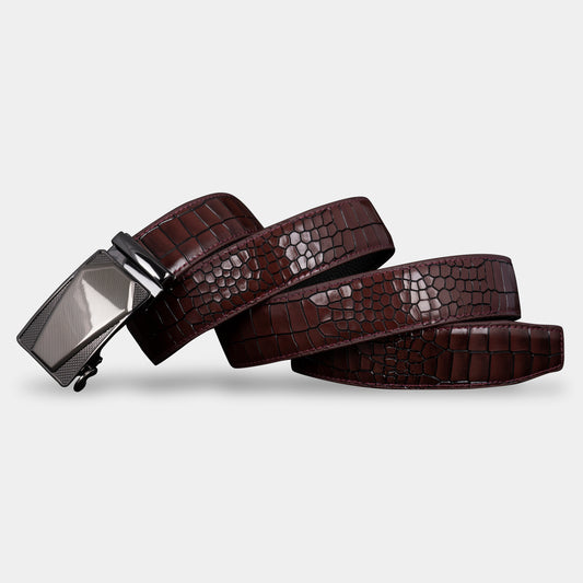 TORTOISE CRACK VEGETABLE TANNED 100% LEATHER BELT WITH CHROME PLATED BUCKLE - LY36-21737_SIL