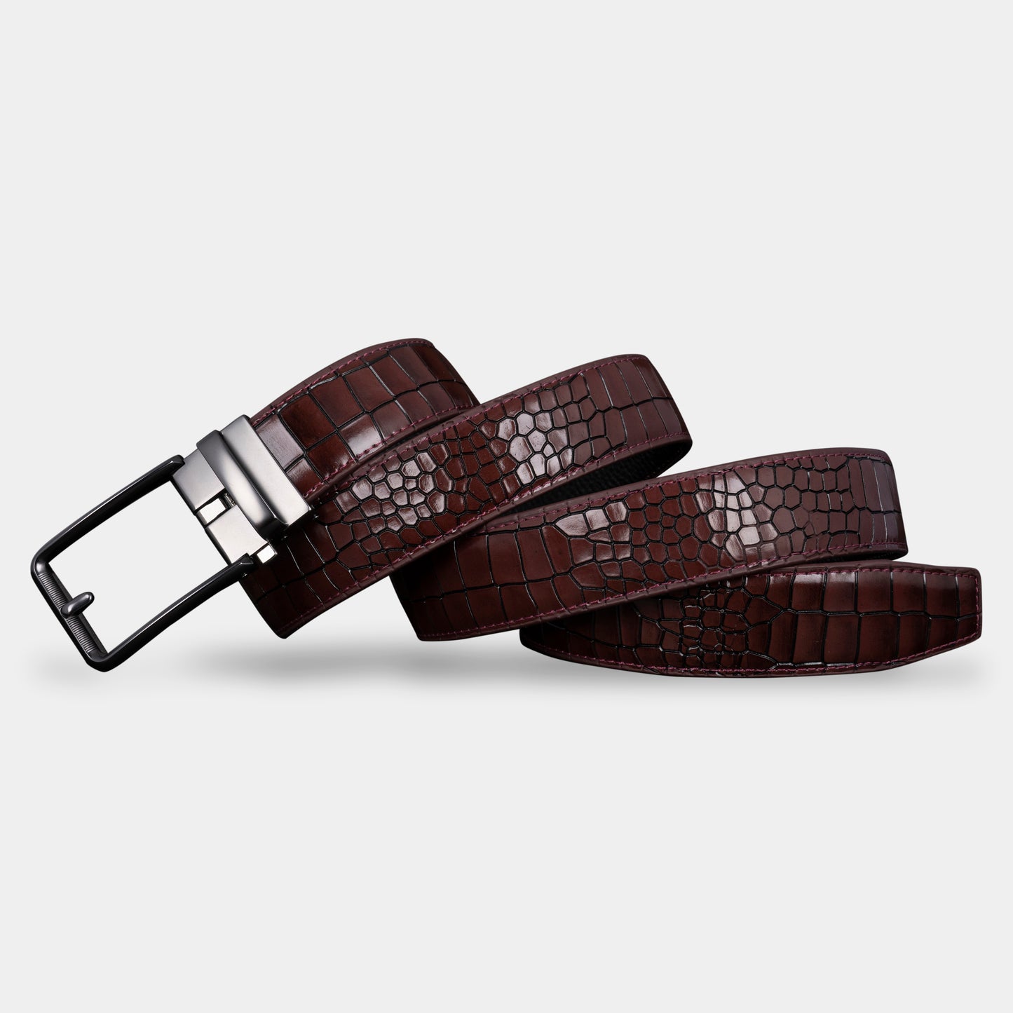 TORTOISE CRACK VEGETABLE TANNED 100% LEATHER BELT WITH CHROME PLATED BUCKLE - LY36-561950_GRE