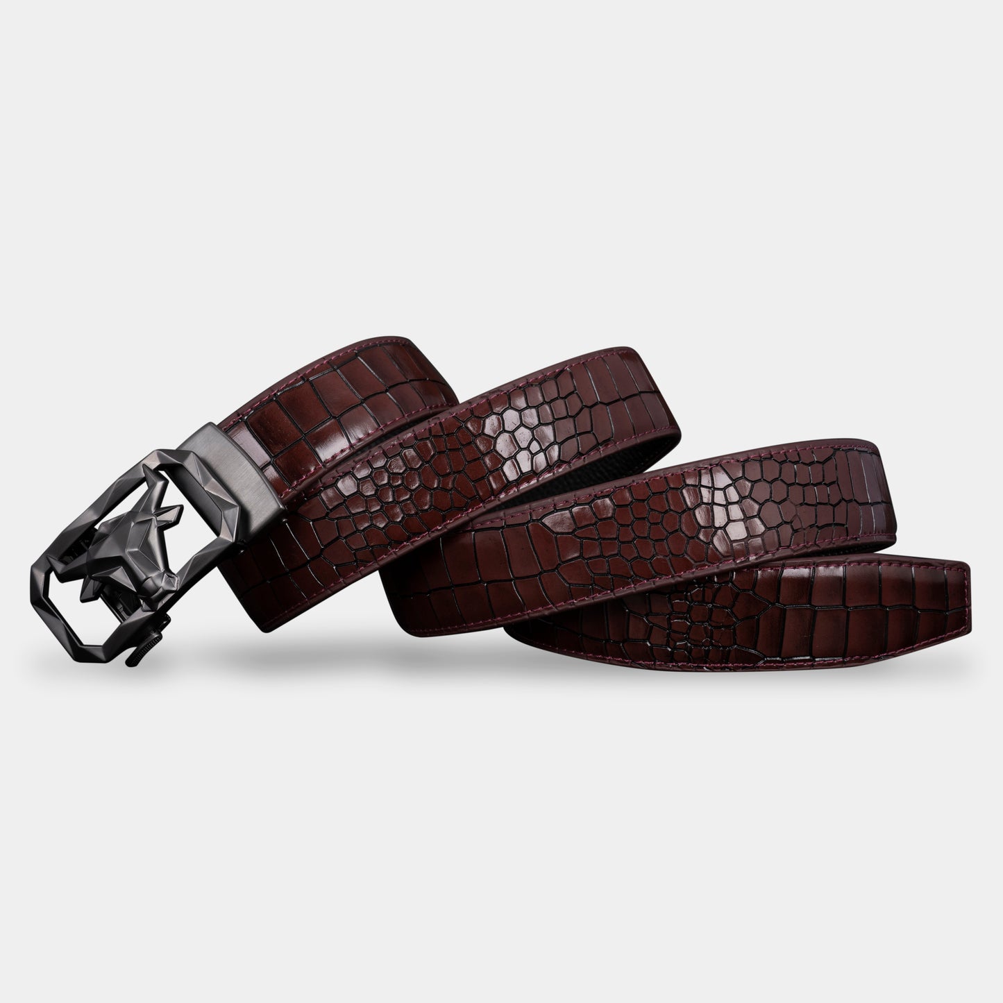 TORTOISE CRACK VEGETABLE TANNED 100% LEATHER BELT WITH CHROME PLATED BUCKLE - LY36-2108_BLA