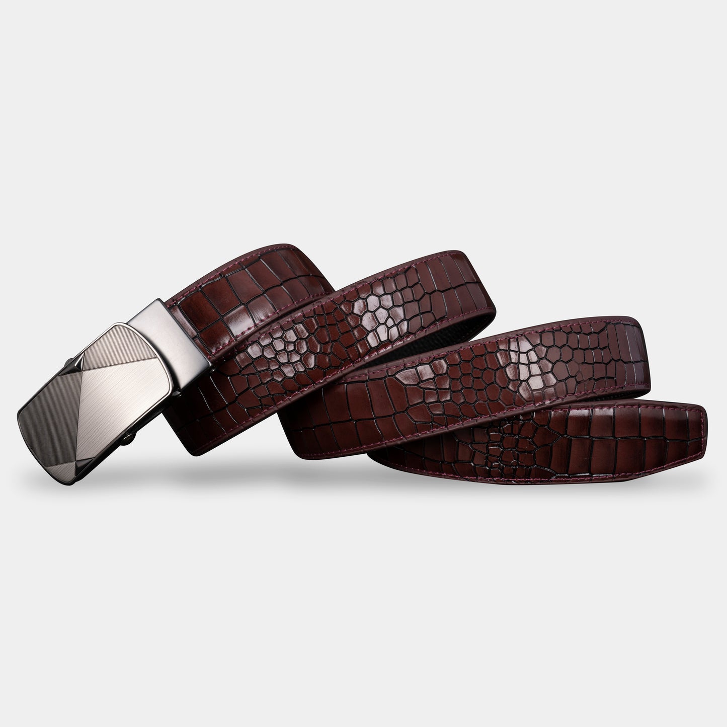 TORTOISE CRACK VEGETABLE TANNED 100% LEATHER BELT WITH CHROME PLATED BUCKLE - LY36-23547_BLA