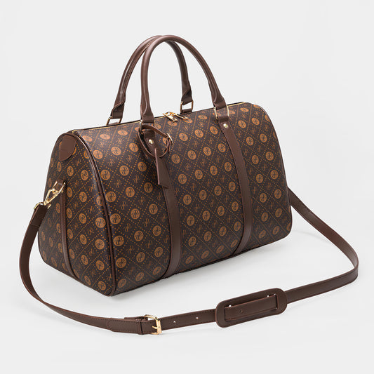 PATTERNED LEATHER DUFFLE BAG - BROWN